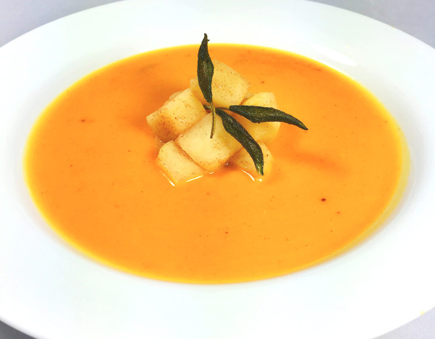 Cardamom Butternut Squash Soup With Apples and Fried Sage