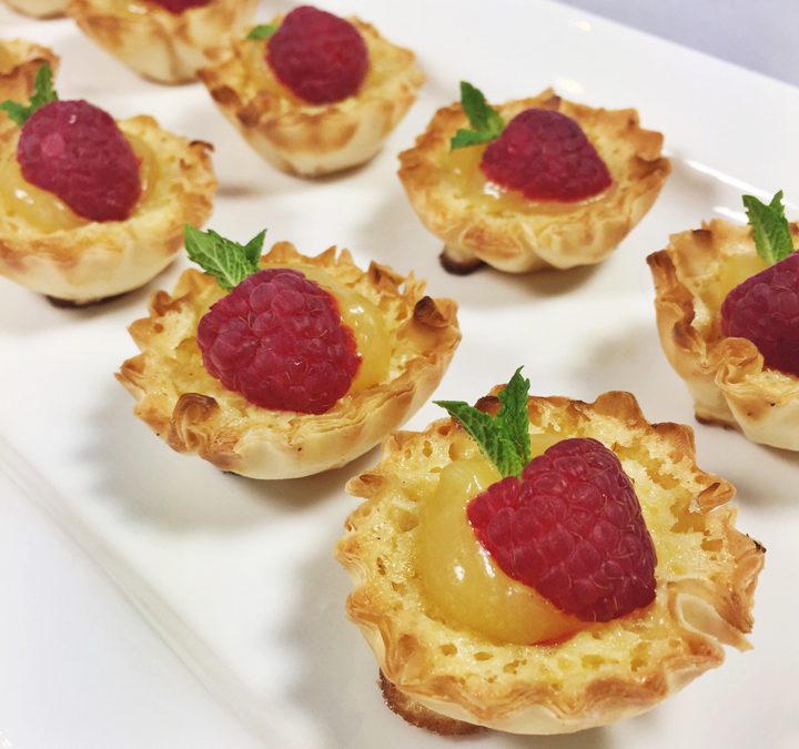 Buttermilk Tartlets with Lemon Curd and Raspberries