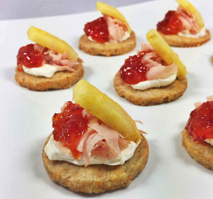 Pecan Biscuits with Ham, Pepper Jelly, & Pineapple