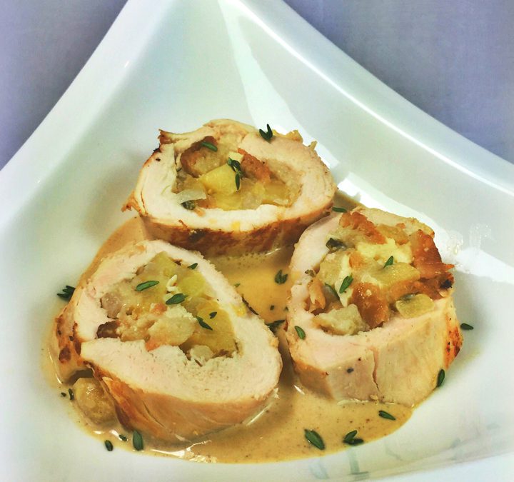 Apple Stuffed Chicken Breasts with Mustard & Cider Sauce