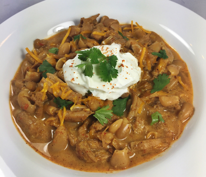 Spicy Chili with Turkey, Cheddar, & Sour Cream