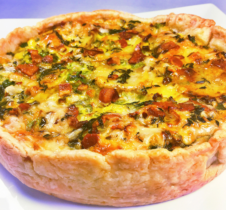 Layered Potato and Bacon Quiche with Arugula