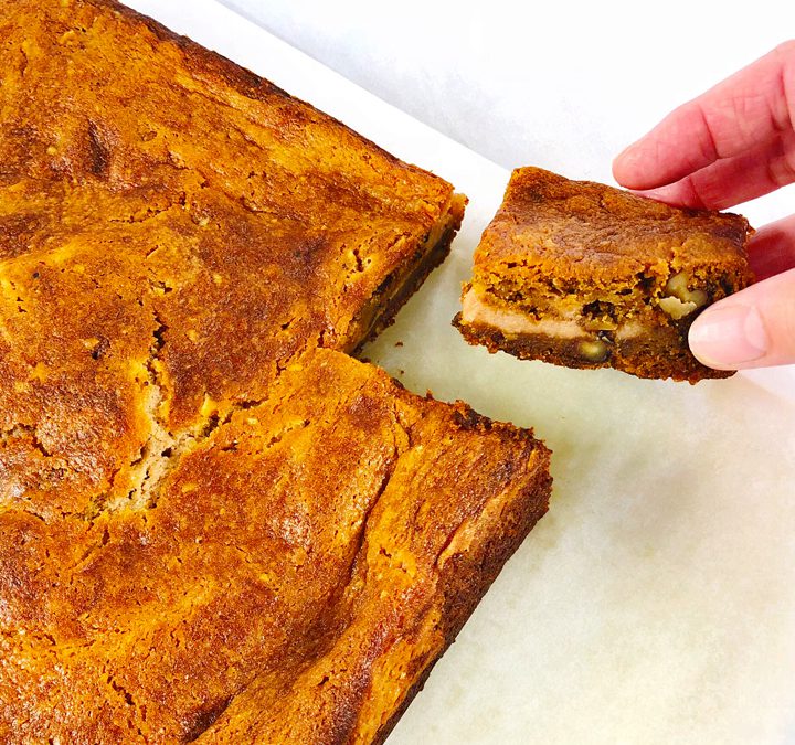 Pumpkin Bars with Cinnamon Cream Cheese Swirl