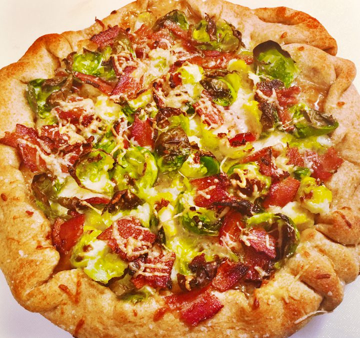 Brussels Sprouts and Bacon Cast Iron Pan Pizza