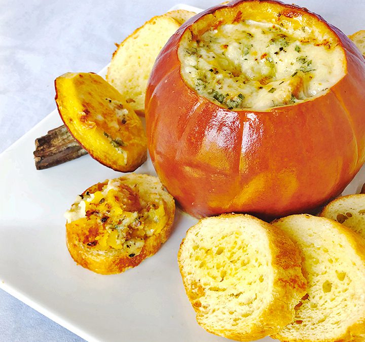 Baked Cheese-Stuffed Whole Pumpkin