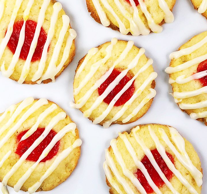 Strawberry Thumbprint Cookies With Lemon Icing