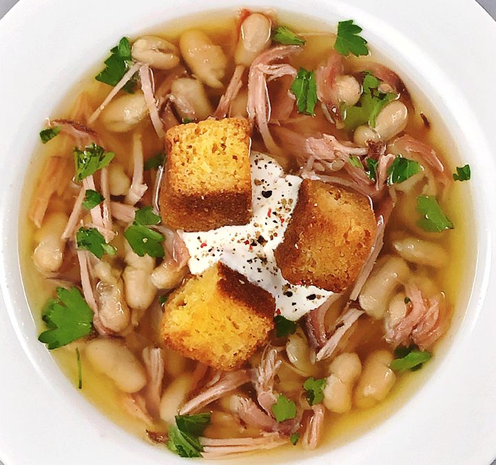 Ham & Bean Soup with Cornbread Croutons