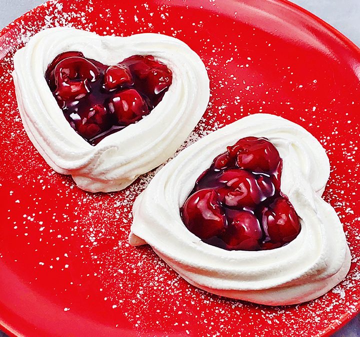 Cherry Heart-Shaped Meringues