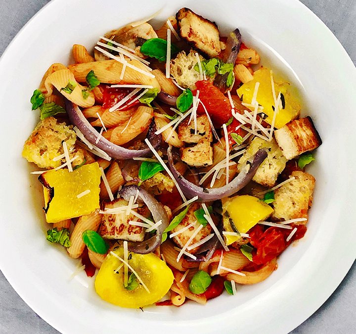 Pasta with Halloumi Cheese and Oven Roasted Vegetables