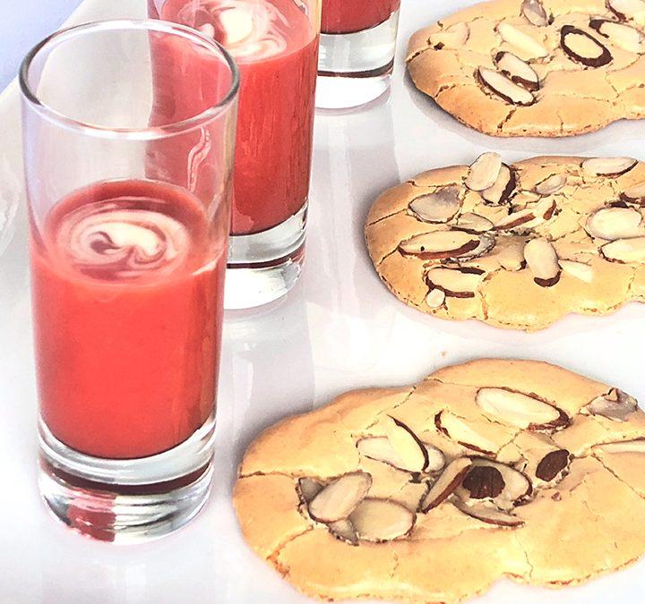 Sour Cherry Soup Shooters With Almond Macaroons