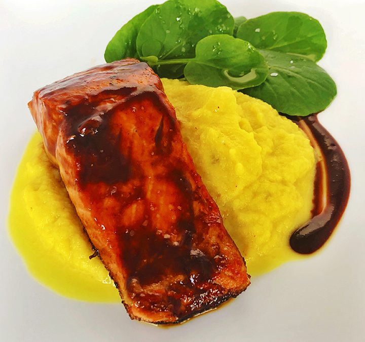 Pan-Seared Salmon With Cherry Bourbon Sauce