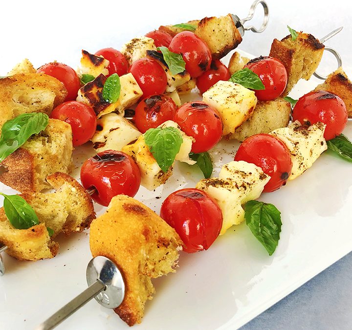 Grilled Halloumi Cheese Skewers with Cherry Tomatoes and Za’atar Spice