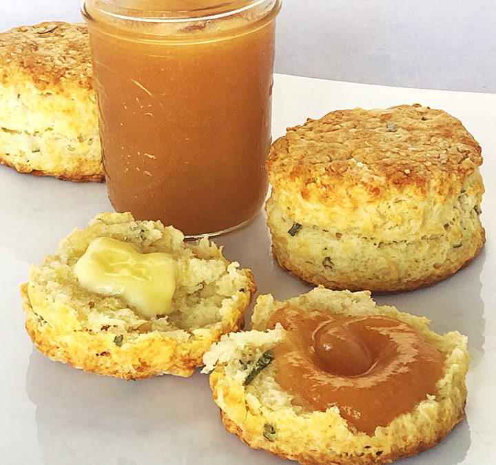 Apple Butter with Sage & Smoked Cheddar Biscuits