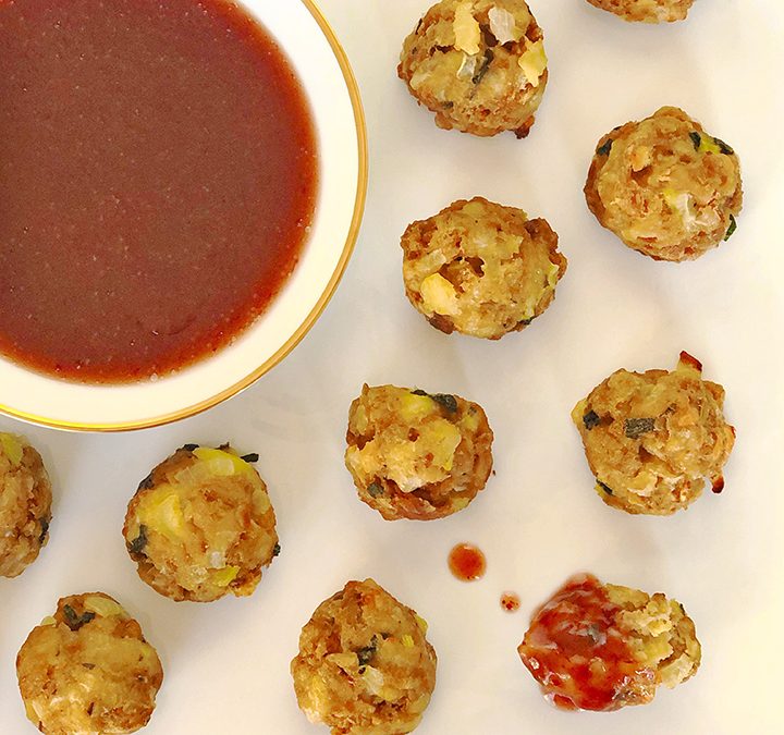 Crispy Stuffing Balls with Cranberry Sauce Dip