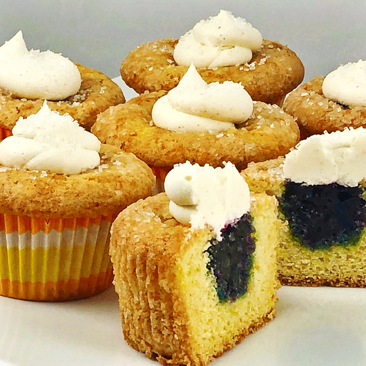 Lemon Muffins with Blueberry Jam Filling and Lemon Buttercream Fresh