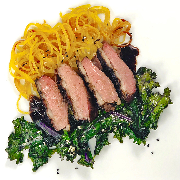 Asian Spiced Duck Breast with Sesame Kale and Spiralized Turnips Fresh Chef Experience