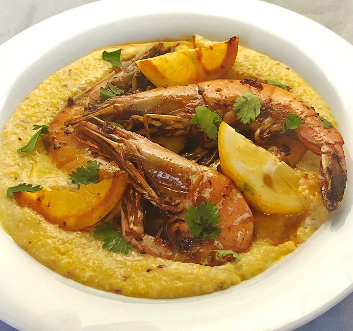 Cajun BBQ Shrimp with Creamy Corn Grits