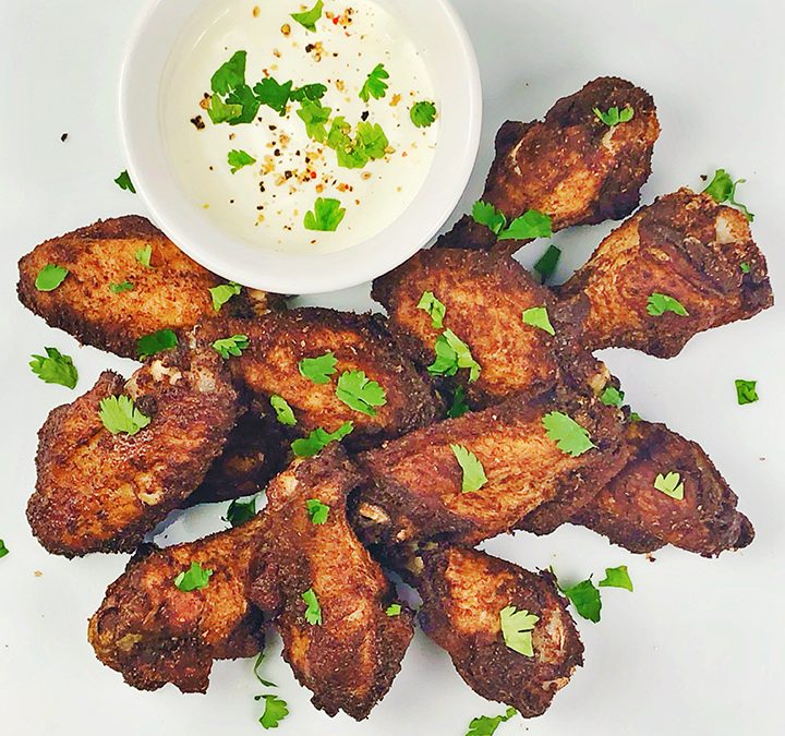 Chinese Five Spice Chicken Wings with Cilantro Dipping Sauce