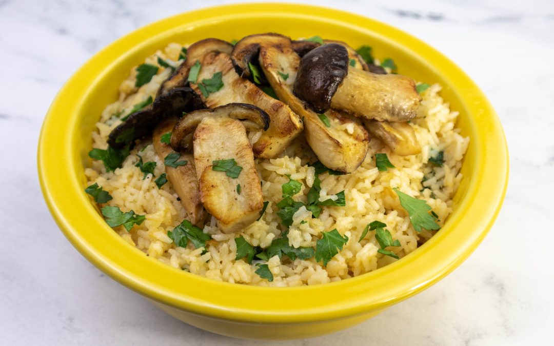Grilled Mushrooms With Parmesan Cheese Rice