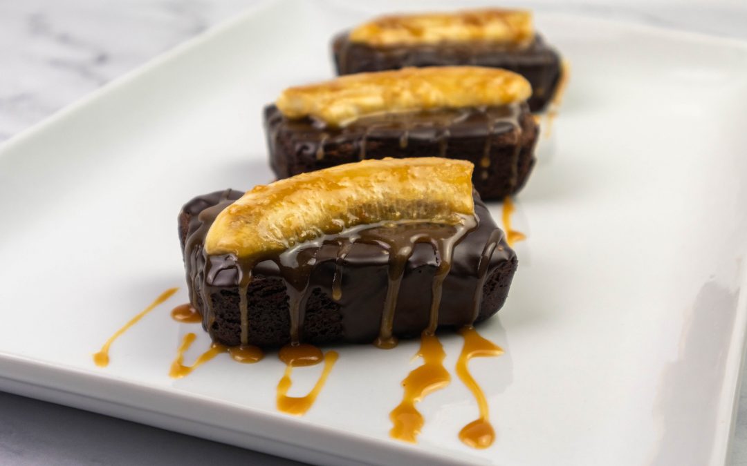 Chocolate Malt Brownies With Bananas & Caramel