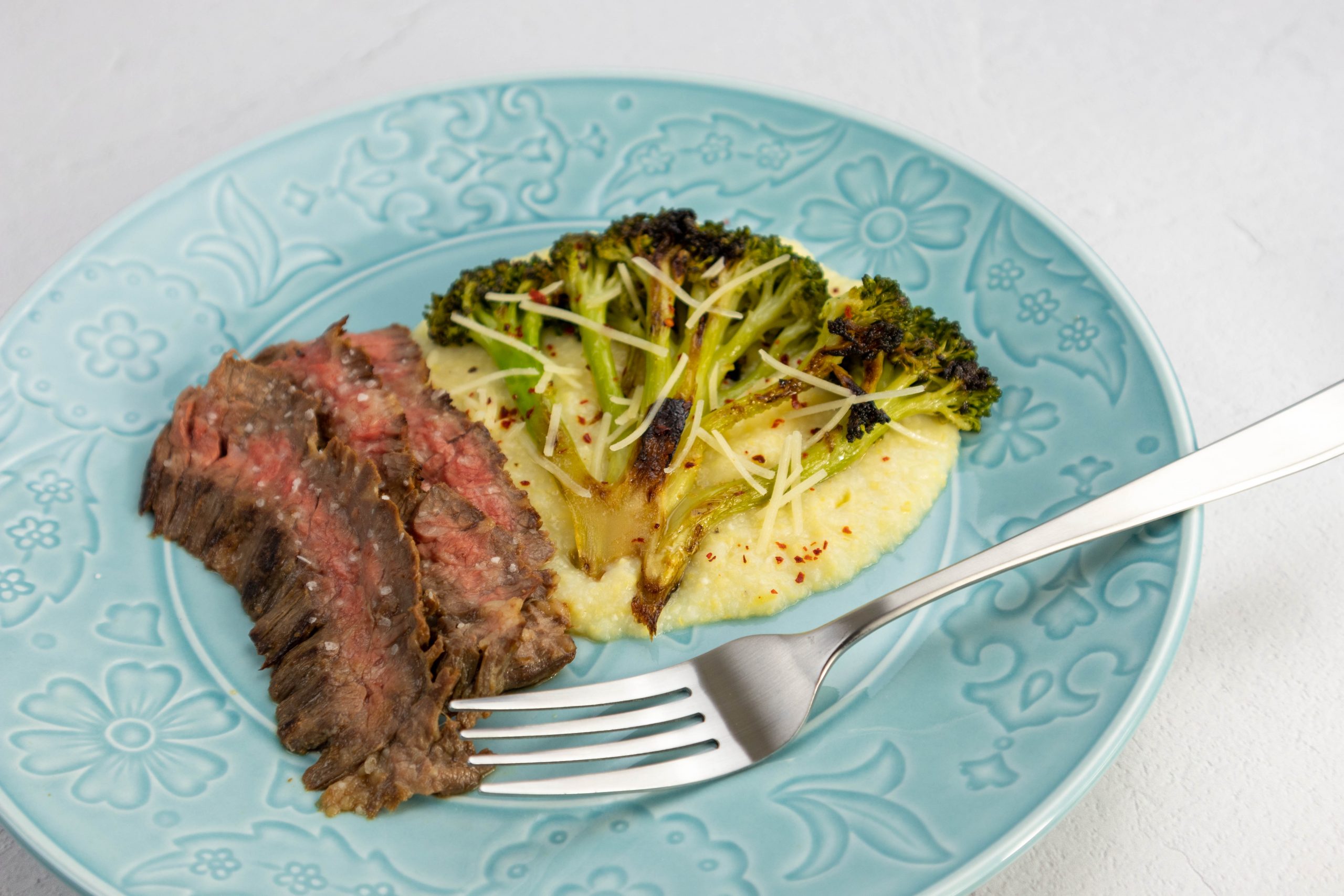 Charred Broccoli With Buttermilk Parmesan Grits Fresh Chef Experience