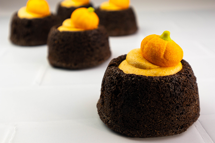 Chocolate Brownies with Pumpkin Mousse