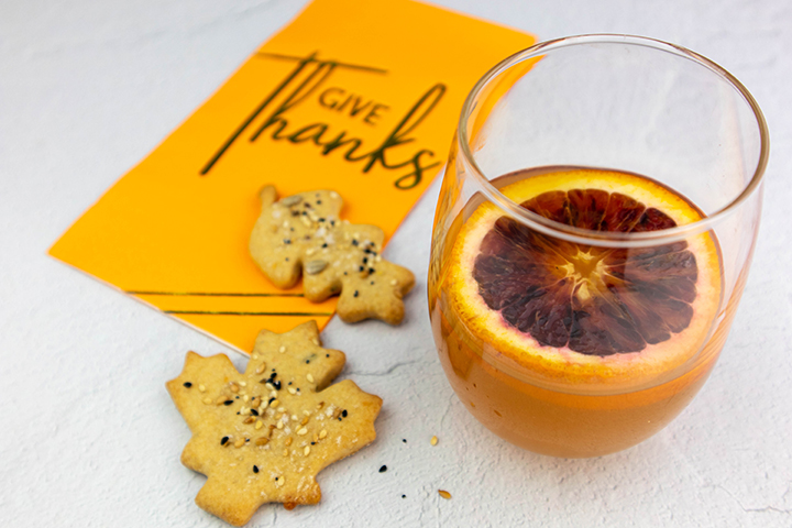 Cheese Leaf Crackers with Bourbon Cider Cocktails